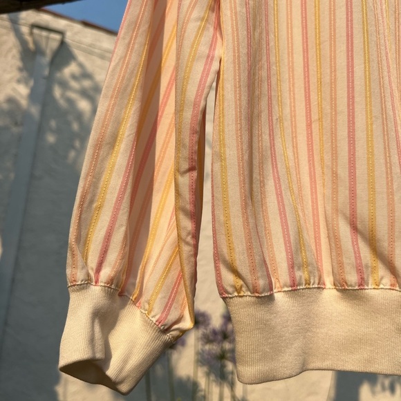 Vtg Liz Claiborne Pink, Yellow, White Striped Long-Sleeve Pullover Top | Small - Picture 7 of 13